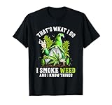 Gnome Smoke Weed and I Know Things Funny Cannabis Marijuana T-Shirt