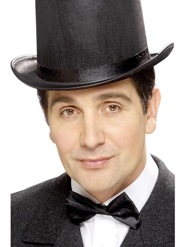 Smiffys Tales of Old England Satin Bow-Tie, Black with Elasticated Neck Strap, Historical Fancy Dress, Historical Dress Up Accessories