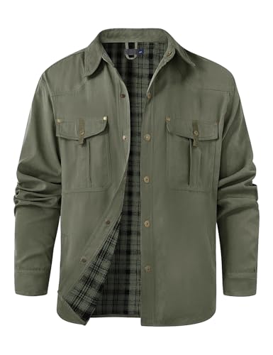 Svanco Hemdjacke Herren Leichte Sommerjacke Kariertes Futter Jacken Karo Übergangsjacke Cargo Cowboy Jacke Mit Mehreren Taschen