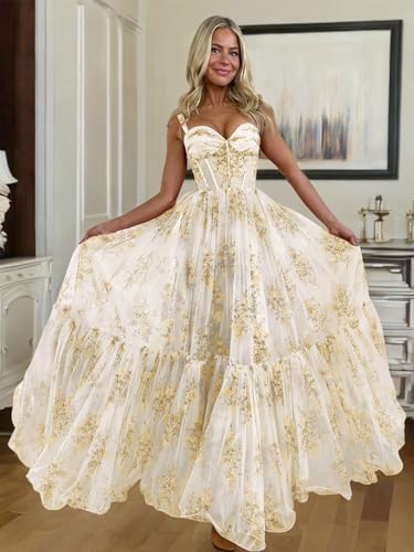 Ruffly Floral Chiffon Prom Dresses 2025 for Teens Sweetheart Corset Straps Formal Evening Party Gown4
