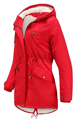 HOW'ON Women's Hooded Winter Coat Warm Fleeced Lined Long Jackets Thicken Parka Jacket2