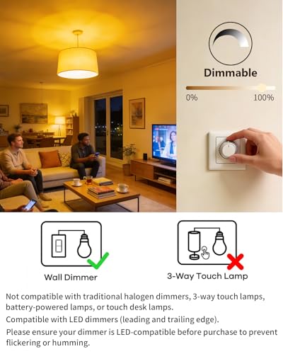 Vanke Dimmable Bayonet Light Bulb, 8W (Equivalent to 60W), B22 LED dimmable Light Bulb, Warm White 2700K, 806 Lumen BC A60 GLS Energy Saving Lightbulb, Pack of 3 - Image 5