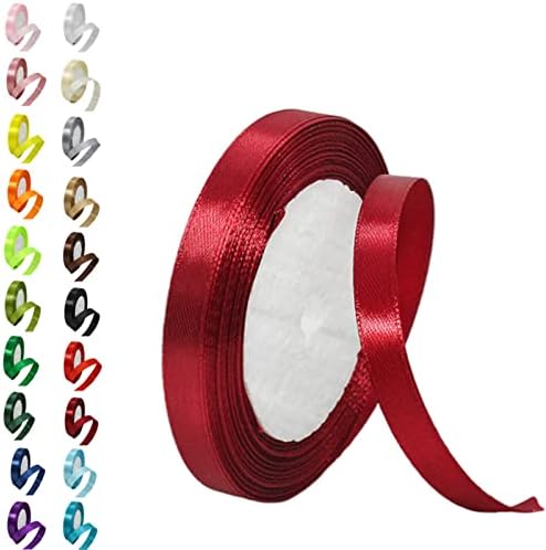 15mm Red Ribbon for King Charles III Coronation Decor,22M Union Jack Red Polyester Double Sided Satin Ribbon for Gift Wrapping Balloon Ribbon,Fabric Thick Ribbon for Xmas Hair Bows Cake Wedding Decor