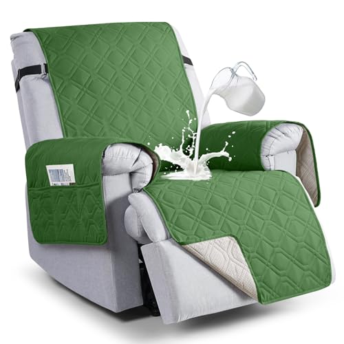 Image of VANSOFY 100% Waterproof Recliner Chair Covers, Recliner Cover Non-Slip Dog Chair Cover Furniture Protector Washable Slipcover with Pocket, Elastic Straps for Pets, Dogs(Vine Green, 23.6 inch)
