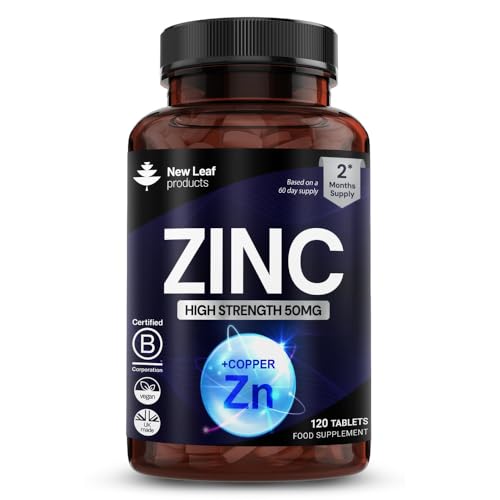 Zinc 50mg High Strength - 120 Zinc Tablets (2 Month Supply) High Strength Zinc Supplements Contributes Towards Immune Function and Maintenance of Healthy Bones, Vision, Hair, Nails and Skin - UK Made