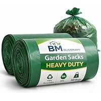 BLISSMART Garden Waste Bags 50L 30 Bags Heavy Duty Garden Waste Bags Extra Strong Leak Resistant Green Bin Bags Recyclable Waste Disposal Bags for Commercial & Household