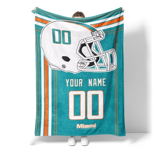 ANTKING Miami Blanket Gifts for Men Women Boy Throw Blanket Custom Name and Number
