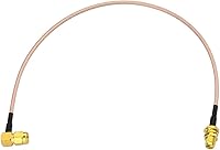 Vista 5 de Bingfu Cable de extensión de antena WiFi (paquete de 2) RP-SMA macho en ángulo recto a RP-SMA montaje de mamparo hembra RG316 Cale 11.8 in 12