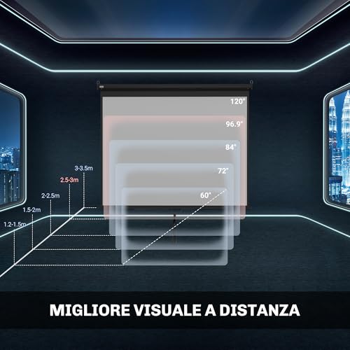 HOMCOM Schermo di Proiezione 100 Pollici Regolabile Montaggio a Soffitto e Parete, Telo per Proiettore Formato 4:3, 203x152cm, Bianco e Nero - 6