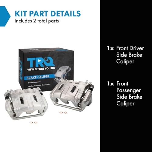 Image of TRQ Front Driver and Passenger Side Brake Caliper Set 2 Piece Caliper Brackets Hardware for 2011-2017 Honda Odyssey