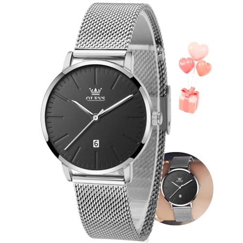 OLEVS �r���v ���f�B�[�X ���b�V���E�H�b�` ���t�t�� �A�i���O �N�H�[�c ���f�B�[�X �r���v �N���V�b�N �h���X ���f�B�[�X �r���v �h�� (�u���[/�u���b�N/�z���C�g�t�F�C�X), �V���o�[�o���h�A�u���b�N�t�F�C�X�B, Round, ���f�B�[�X�r�W�l