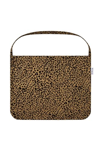 Bolsa tote ecológica ligera unisex casual con estampado de leopardo en pana marrón miniatura 1