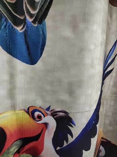 Image of Digital Printed Birds Design Cartoon Play School Window Curtain for Kids Room, School Educational Curtain, 9 Feet Set of 1