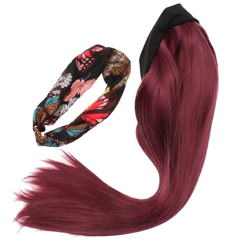 VILLFUL Postiche Naturelle avec Bandeau Marron en Matière Synthétique, Style Rétro Réaliste pour Femme, Confortable Toute la Journée, pour Spectacle ou...