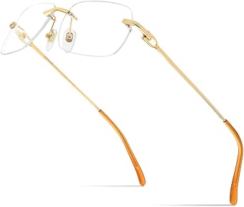 HEPIDEM Vintage Style Rimless Rectangular Metal Eyeglasses for Men,New Frameless Square Optical Glasses Frame
