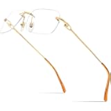 Vintage Style Rimless Rectangular Metal Eyeglasses for Men,New Frameless Square Optical Glasses Frame