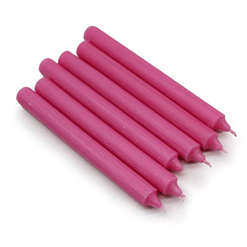 Solid Colour Dinner Candles, Pack of 5 Handmade Candles 20cm x 2cm Rustic Look Bistro Style Taper Candles (Rustic Deep Pink) - Image 4