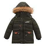 ✿Caractéristiques - Veste manteau pour garçon, Col en fausse fourrure, Capuche amovible, Fermeture éclair et bouton-pression, Deux poches latérales, Poignets côtelés élastiques, Design matelassé, Cordon de serrage à la taille, Coupe régulière