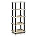 FURINNO LAci 4-Bins System Rack, Oak/Black/Light Brown