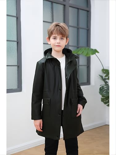 Cromoncent Kids Raincoats, Boys Girls Rain Ponchos Waterproof with Detachable Hood2