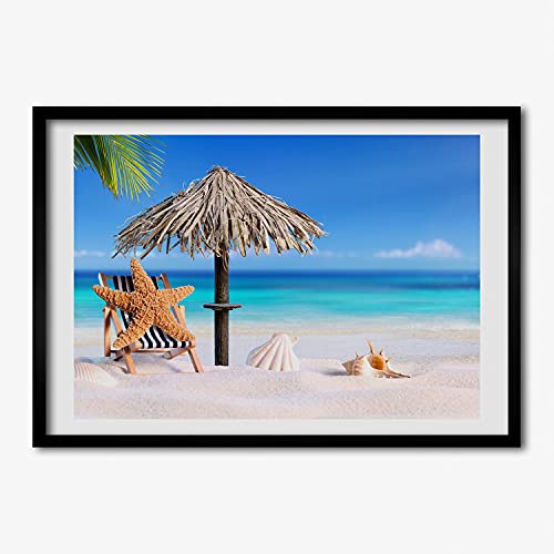 Cadre photo 70x50 cm grand format, affiche plage et tableau peinture bois MDF