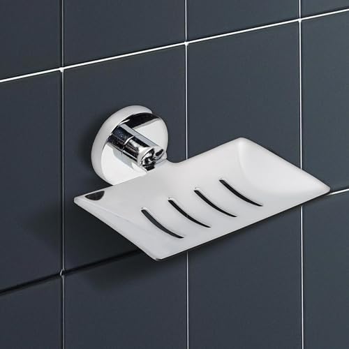 IPEA Jabonera Adhesiva de Pared de Metal – No Necesita taladrado – Diseño Moderno – Jabón de Pared para Pegar en el baño, Ducha, Cocina, casa – Jabonera o Esponja – Cuadrado