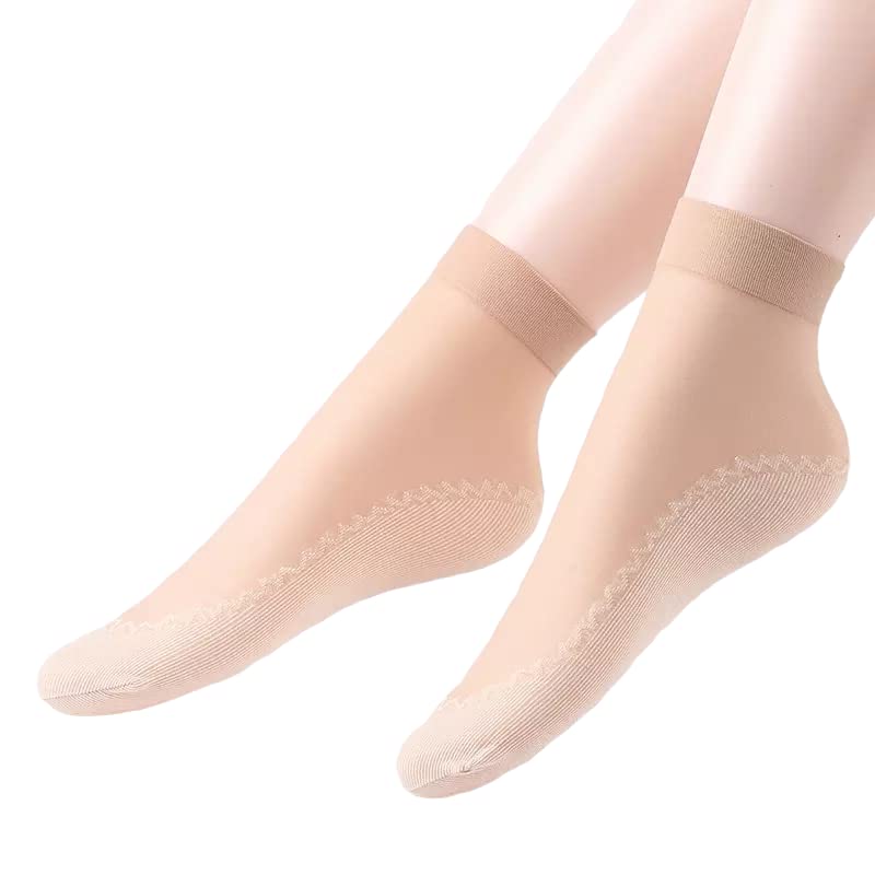 Women Nylon Cool Socks,Girl's Transparent Nylon Sheer Pop Hosiery Socks Ankle Length Summer Skin Socks, Transparent Fashion Cotton Socks for Women and Girls - 2 pair.-image-45