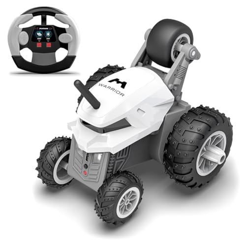 Mirana Warrior 360 Degree Rotating Stunt RC Car Toy for Kids | High Speed Steering Remote Control Vehicle | USB Type-C Rechargeable | Made in India (White)
