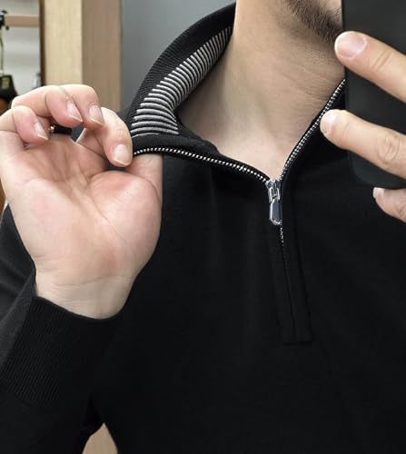 Fioboc Men's Sweater Half Zip Mock Neck Pullover Sweater Slim Fit Long Sleeve Knit Sweater S-4XL3