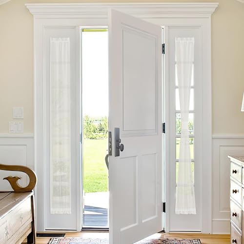 NICETOWN 2 Panels Sheer French Door Curtain Panels 72 Inches Long for Kitchen, Light Filtering Double Window Draperies for Front Sliding Glass Door, T
