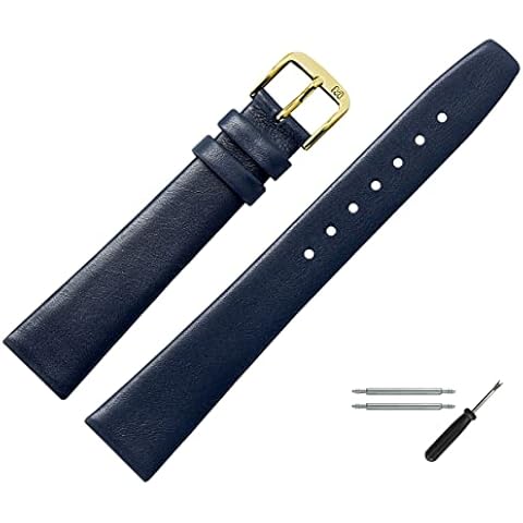 MARBURGER Uhrenarmband 12mm Leder Blau Cover
