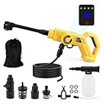 Cordless Pressure Washer Compatible with Dewalt 18V 20V Battery, Brushless Portable Power Washer with 6-in-1 Nozzle, 5m Hose, LCD Display for Patio and Car, Floor Garden Cleaning & Watering