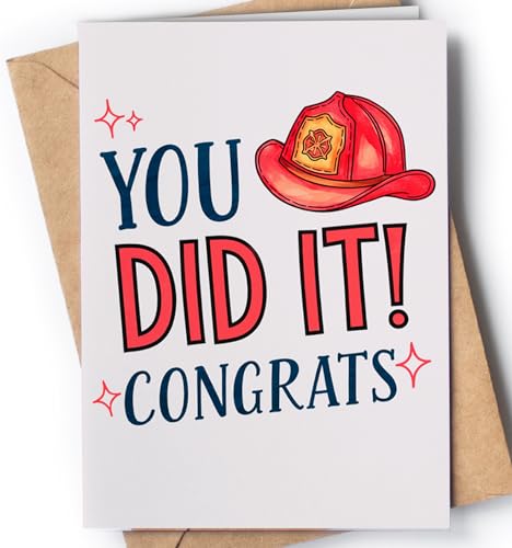 Firefighter Graduation Card - Congratulations Cards Fireman - Congrats from Passing Exam Fire...