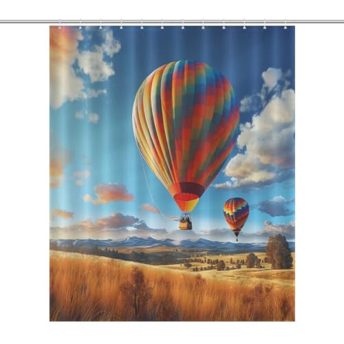 Rideau de douche montgolfière étanche en tissu polyester lavable