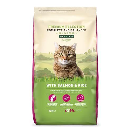 by Amazon Alimento seco completo para gatos adultos con salmón y arroz, 10 kg (Paquete de 1) (Anteriormente una marca Lifelong, el mismo producto)