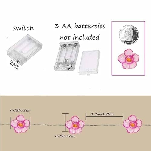Cynzia Cherry Blossom Flower String Light, 40 Led 13Ft Pink Sakura Fairy Lights Christmas Decorative Lights Battery Powered Novelty Light For Girls Bedroom, Party, Patio, Garden, Indoor thumb #3