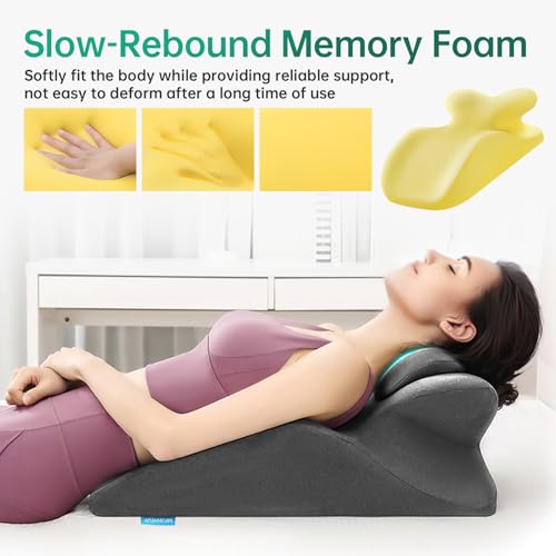 Image of MOONYOOY Memory Foam Ergonomic Rest Pillow for Sleeping, Acid Reflux & GERD Relief - Elevation Bed Support Pillow for Back Pain, Post Surgery Recovery, Reading with Removable Washable Cover Gray
