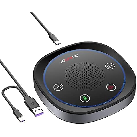 JOUNIVO USB Speakerphone, Omnidirectional Computer Speaker with Microphone,Plug and Plays Portable Speaker with Microphone for Holding Meetings Anywhere with Immersive Sound Cover