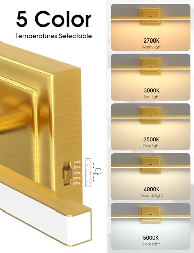 Image of VOLISUN Bathroom Vanity Light 31.5 inch, 18W Dimmable 5CCT Led Bathroom Light Fixture Over Mirror, Gold Bar Vanity Light for Bathrooms-ETL Certificated