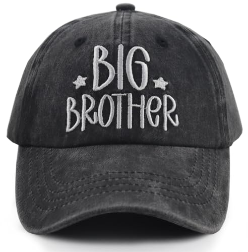 Big and Brother Gifts for Boy Adjustable Cotton Toddler Baseball Hat Funny New Big or Brother Caps Age 3-10 Years Christmas Mothers Day Announcement Birthday Gifts for Kids Boys Son Grandson Black