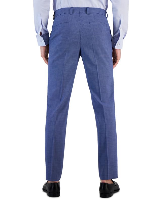 Men's Modern-Fit Stretch Micro-Houndstooth Wool Suit Pants (Mid Blue, 32R)3