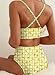 Herseas Women U Wire Two Piece Bikini Sets Floral Print Swim Suits Crisscross Back High Waisted Tummy Control Flattering Bathing Suit Fashionable Swim Outfits Summer Lemon Check Print Small