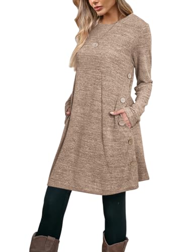 Poetsky Womens Dressy Sweatshirt Dress Casual Spring Long Sleeve Shirts