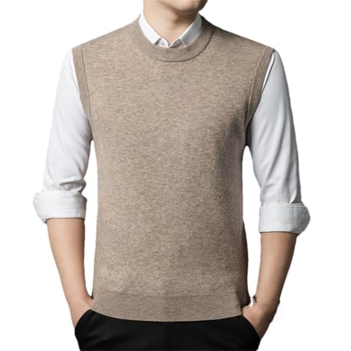 Men’s Crew Neck Sweater Vest Thickened Warm Slim Fit Knit Sleeveless Jumper