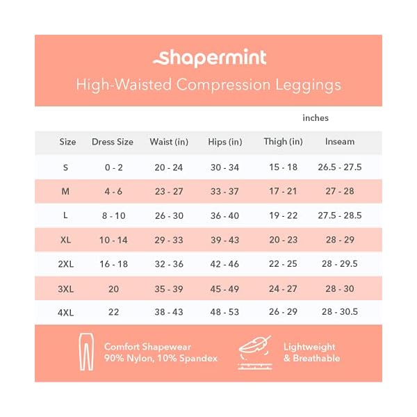 Shapermint-High-Waisted-Medium-Compression-Leggings-Shapewear-for-Women SHAPERMINT Compression Leggings for Women - Tummy Control Leggings for Women - Black Leggings Women - Womens Leggings - High Waisted Leggings - Black Leggings Tummy Control, Large