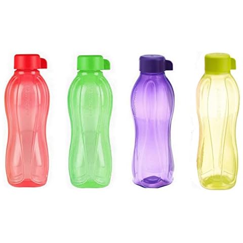 4 X Tupperware Eco Safe Water Bottle (1 Ltr. Each) Assorted Colors Cover