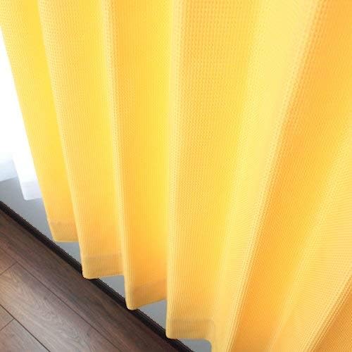 aiika ドレープカーテン ポップなカラーのカジュアルなカーテン「ワッフル」イエロー【幅150cm 丈85cm 1枚入】 受注生産