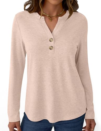 Women's Long Sleeve V-Neck Top $6.50 – Casual Button Blouse, Loose Fit Tunic for Fall - image 3