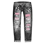 Womens-Autumn-and-Winter-Jeans-Printed-Hole-Thickened-Trousers