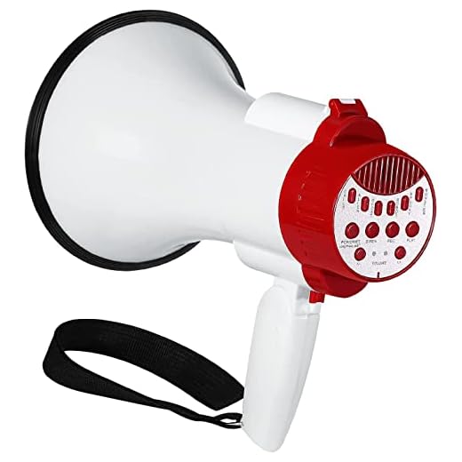 PlayRoute Megafone Bullhorn | Trompador de voz de 30 watts para adultos 6 vozes diferentes | Alto-falante com conexão externa | Megafone com sirene e apito, gravação e reprodução